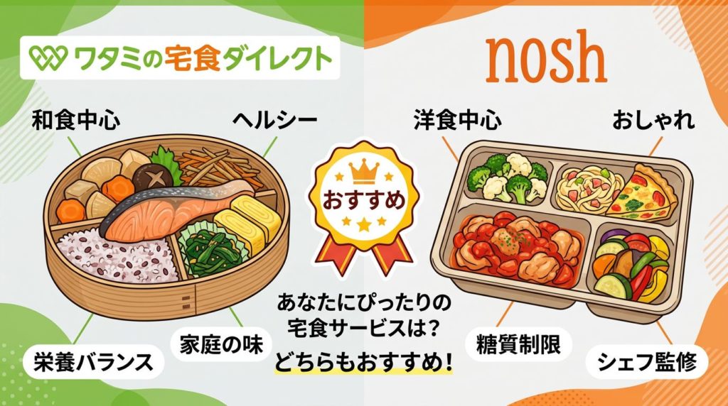 2種類の宅配弁当サービスをおすすめしている図解：イメージ画像
