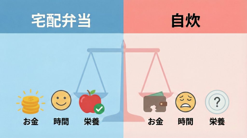 宅配弁当と自炊の費用の比較