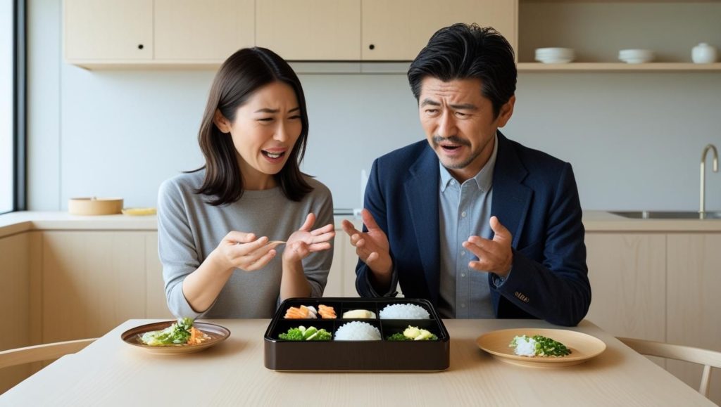 宅配弁当の量が少ないと不満を感じる男性と女性