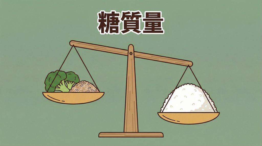 ブロッコリーと少なめのご飯は、山盛りの白米より糖質量が少ない