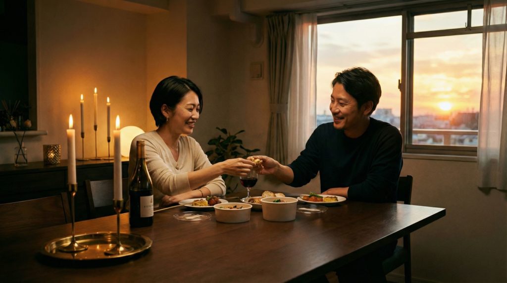 美味しい食事で健康的な日常生活を送る