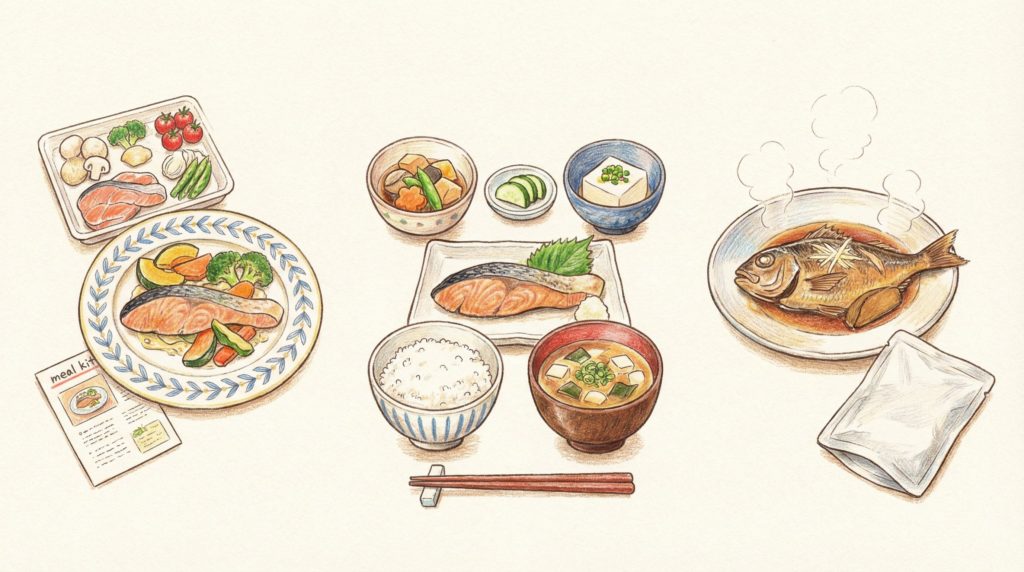 宅配食材から作った洋食や和食