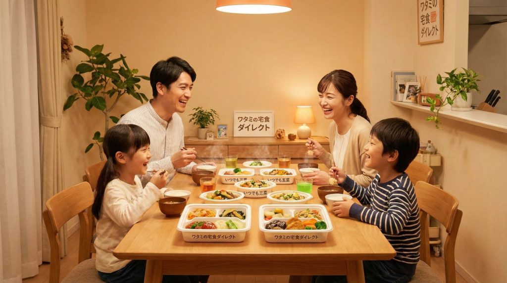ワタミの宅食ダイレクトの冷凍惣菜を購入して、美味しくいただく家族