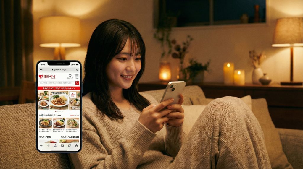 ヨシケイのミールキットを楽しく選ぶ女性