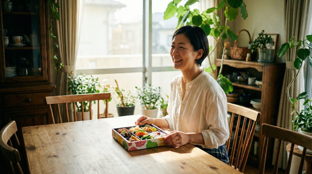 良い口コミのDr.つるかめキッチンに満足している女性の写真
