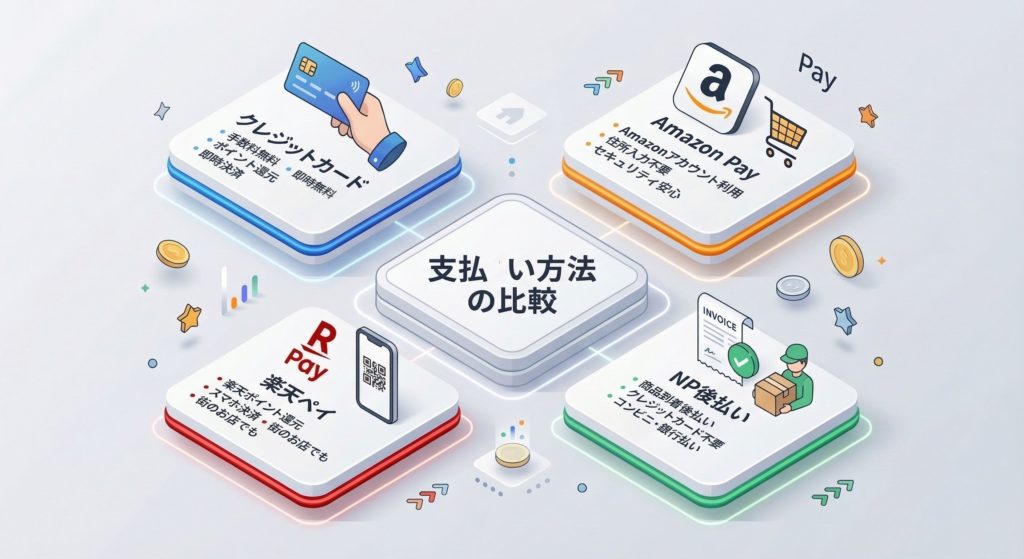 グリーンスプーンの4つの支払い方法を比較する図解
