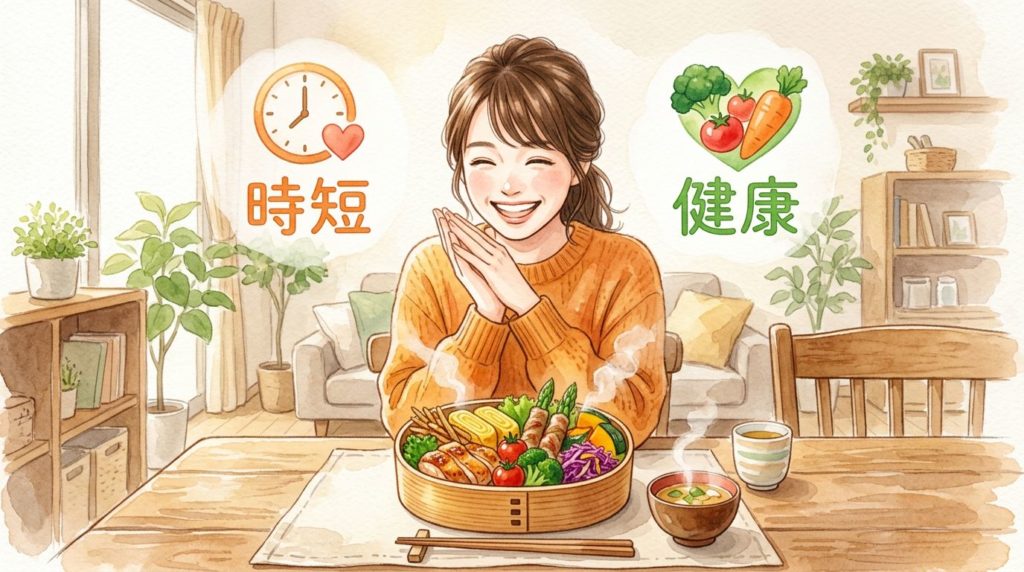 ニチレイ気くばり御膳の良い評判をイメージした女性のイラスト
